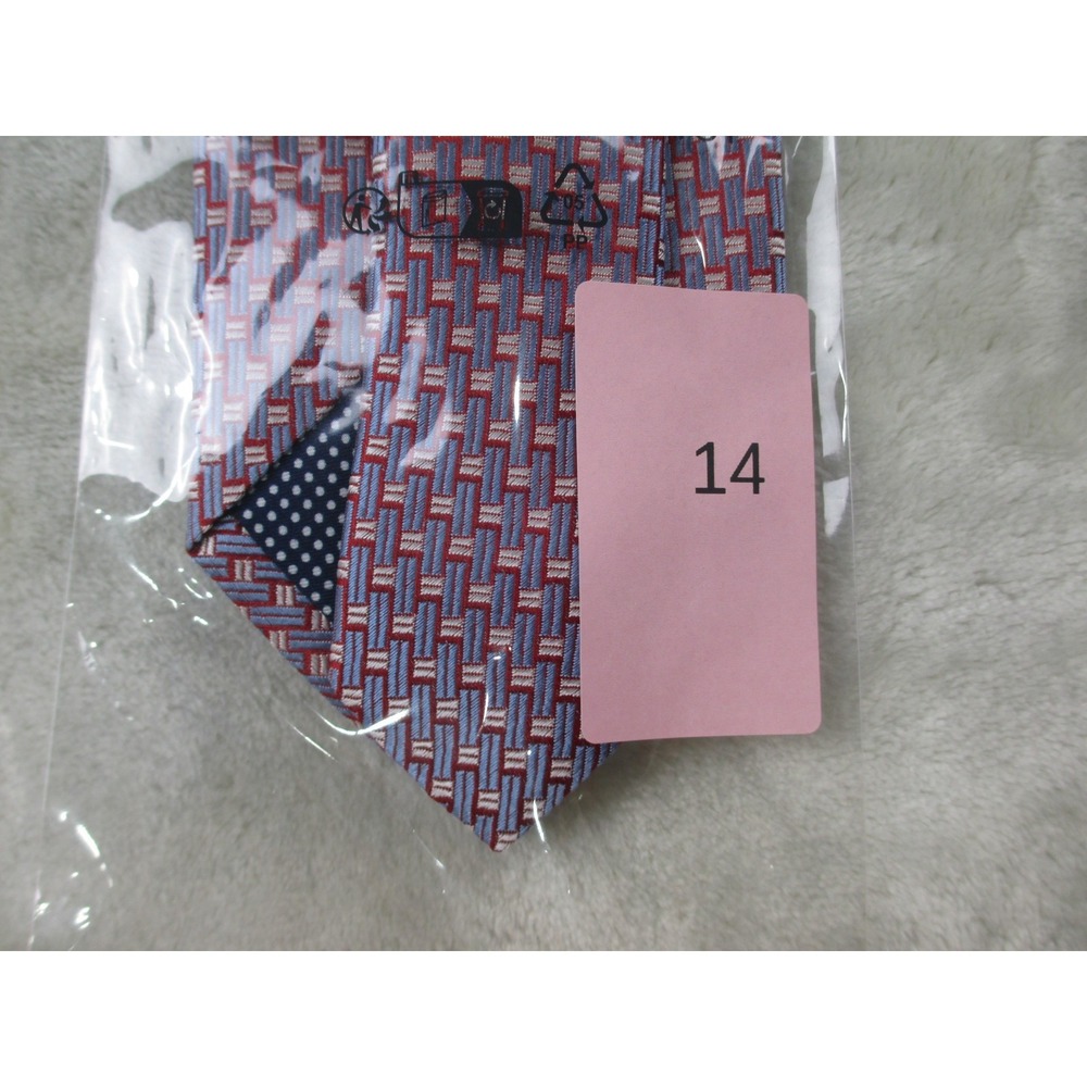 NEW ETON Neck Tie Mens Red Geometric Silk Made In Italy Casual - Picture 9 of 9